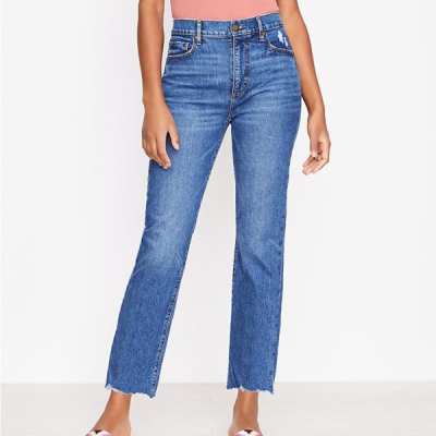 Loft Distressed Hem High Rise Straight Crop Jeans Review