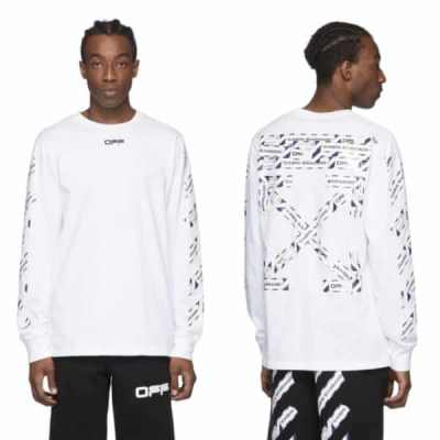 Off-White's White Airport Tape Long Sleeve T-Shirt SSENSE